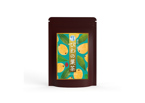びわの葉茶シールパッケージデザイン